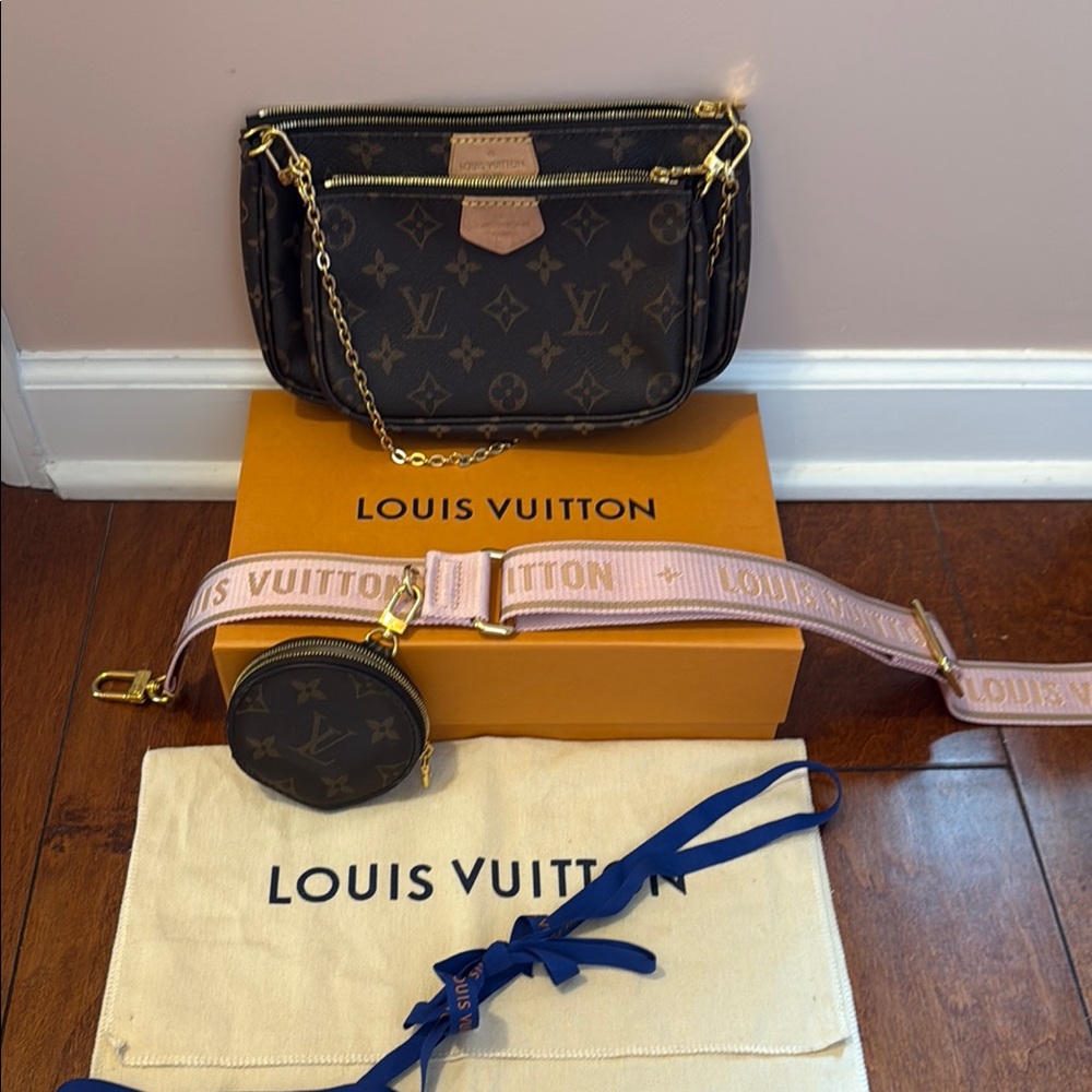 Louis Vuitton Brown and Pink Crossbody Bag